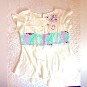 Matilda Jane NWT  Cream Top 435 Collection SZ 10 Girls 👧🏻🌾🌼